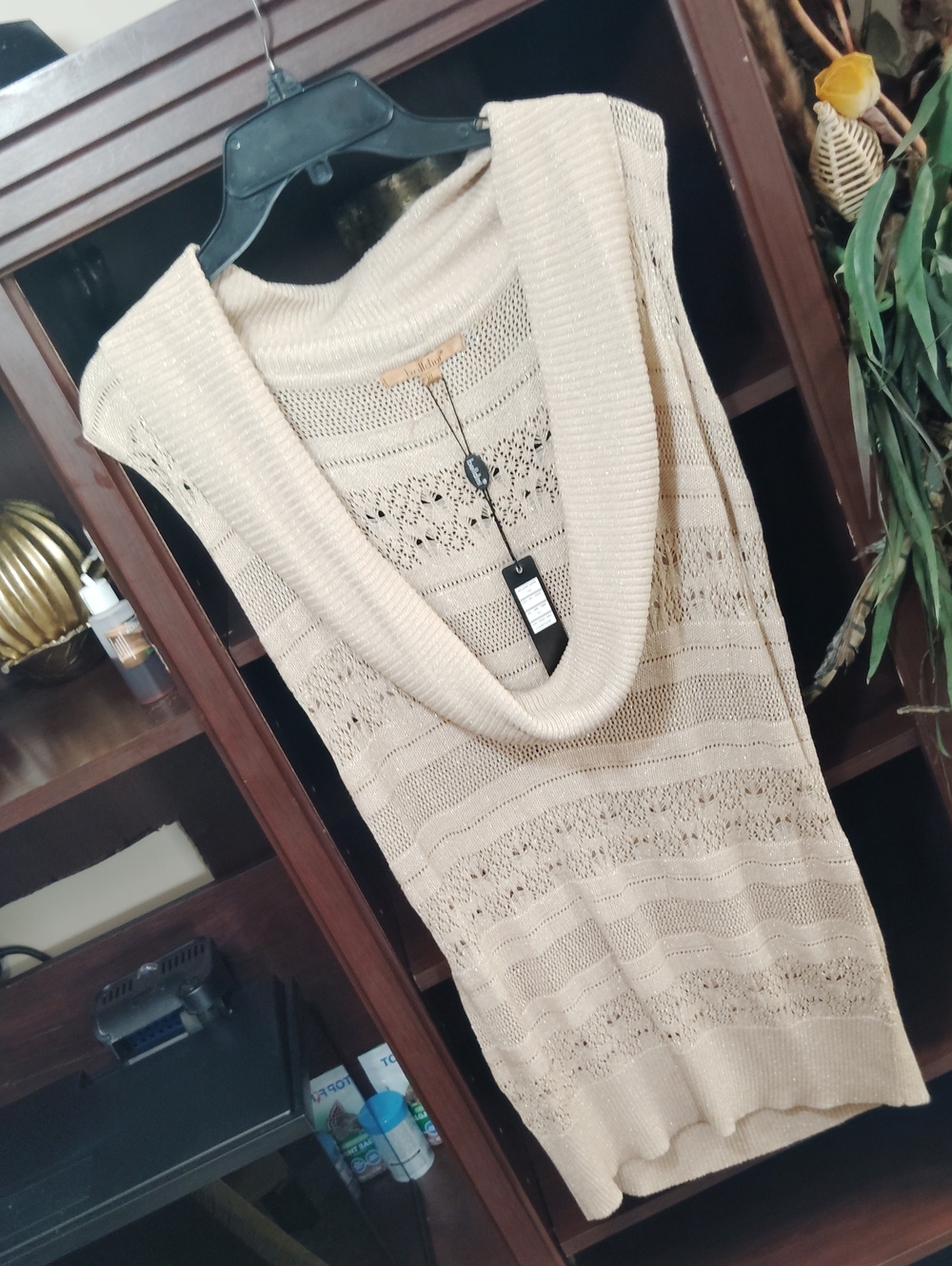 Belldini Sleeveless Cowl Neck Sweater - Beige